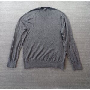 Banana Republic Luxe Sweater Men M Gray V Neck Casual Stretch Lightweight Preppy